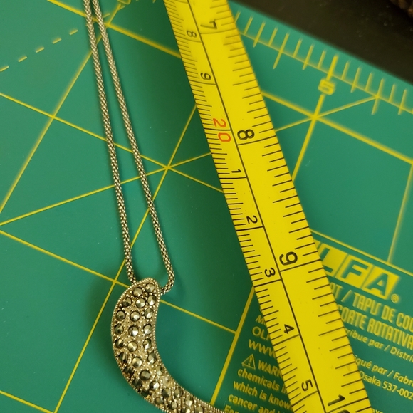 Sterling Silver 925 Snake / Serpent Marcasite Pendant Necklace - Picture 4 of 10